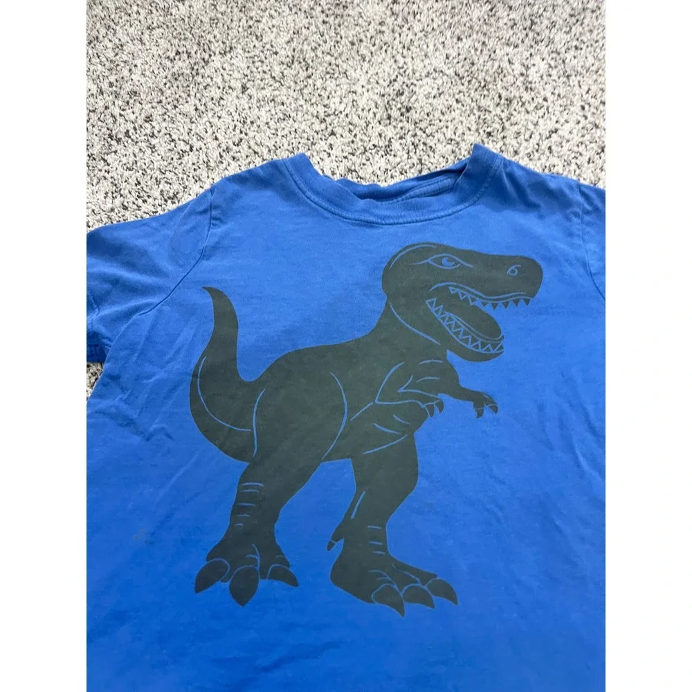 Hanna Andersson Boys Blue T-Rex Dinosaur Graphic Tee Shirt Organic Cotton US‎ 4